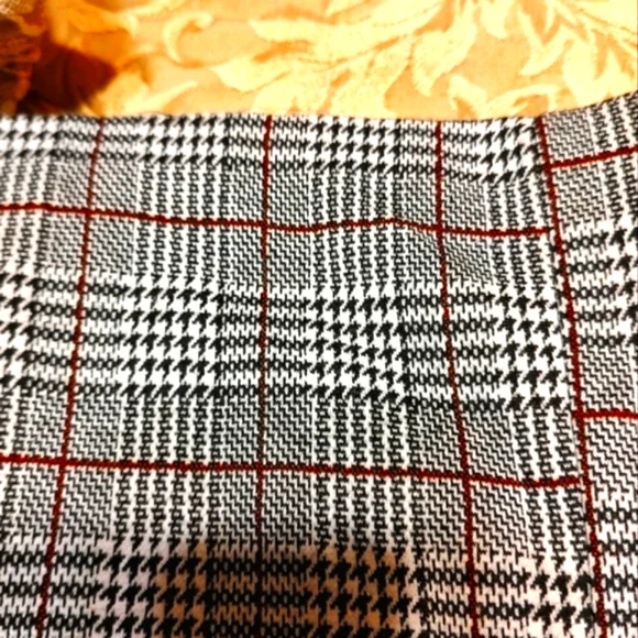 🌹 Preppy Classic Houndstooth Plaid Straight Leg Pull On Slacks Pants - M - Picture 5 of 9